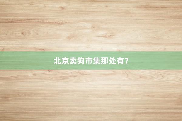北京卖狗市集那处有？